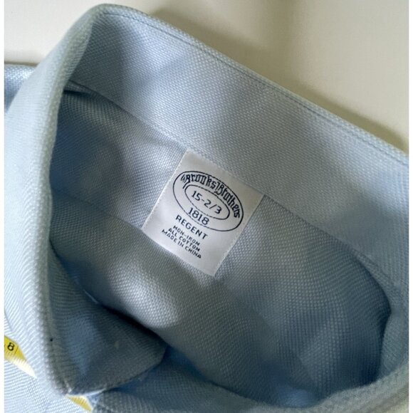 Brooks Brothers 1818 Regent Fit Non Iron Button Down Light Blue Mens 15 2/3 NWT - Picture 4 of 7